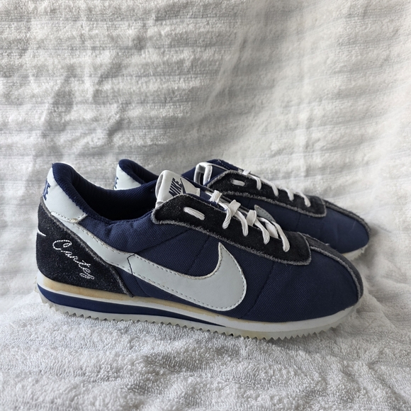 Nike Classic Cortez Nylon Trainers 807472-410 Obsidian Blue/White, Size 8 Men's - Picture 2 of 8